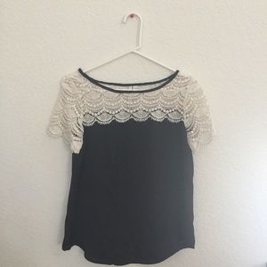 Lace and black satin top